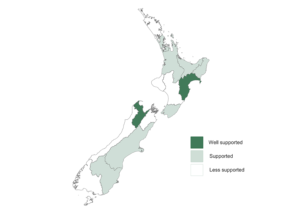 New Zealand map highlighting the best regions for commercial Apples And Pears growing.