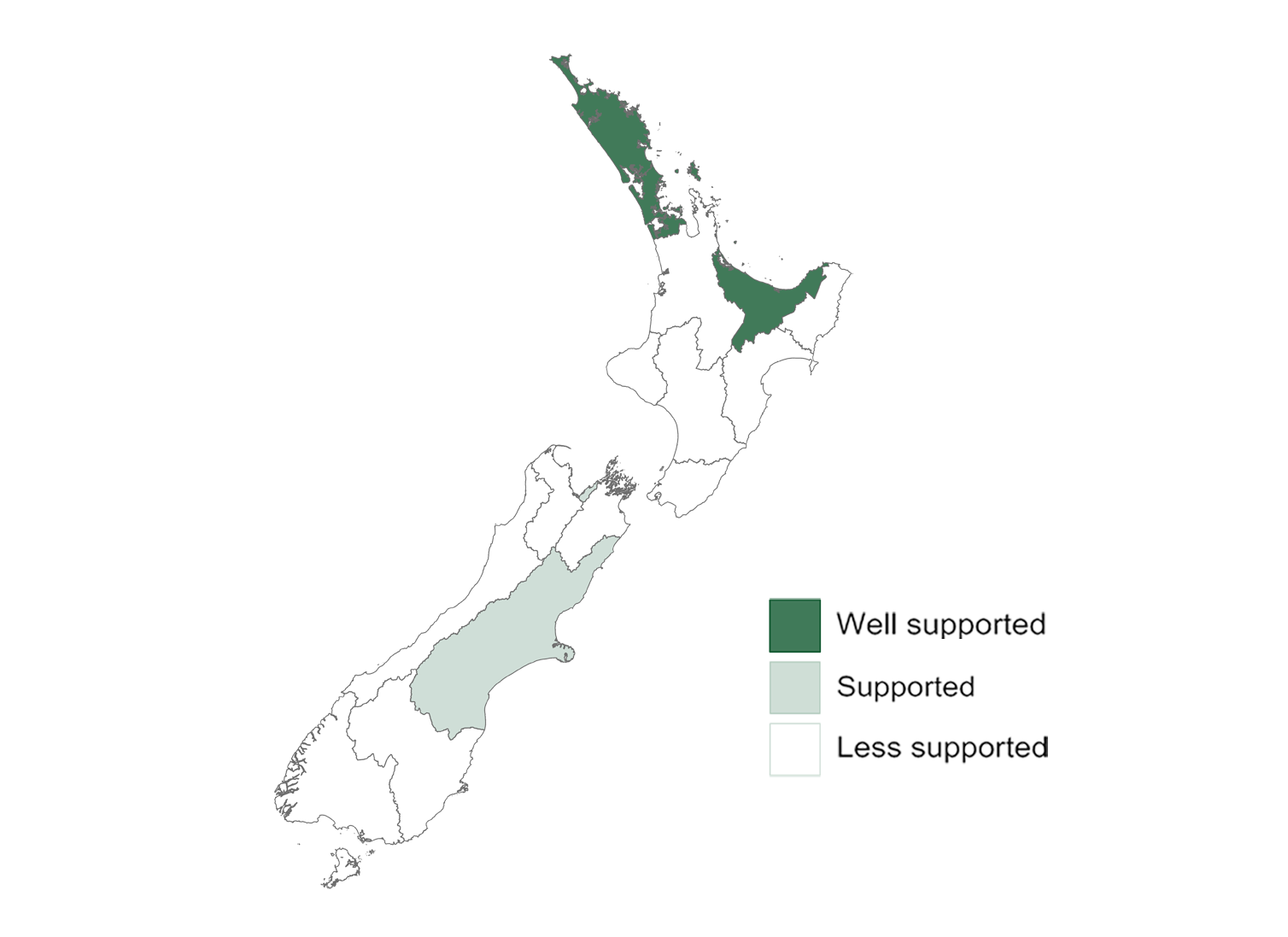 New Zealand map highlighting the best regions for commercial greenhouse tomato growing.