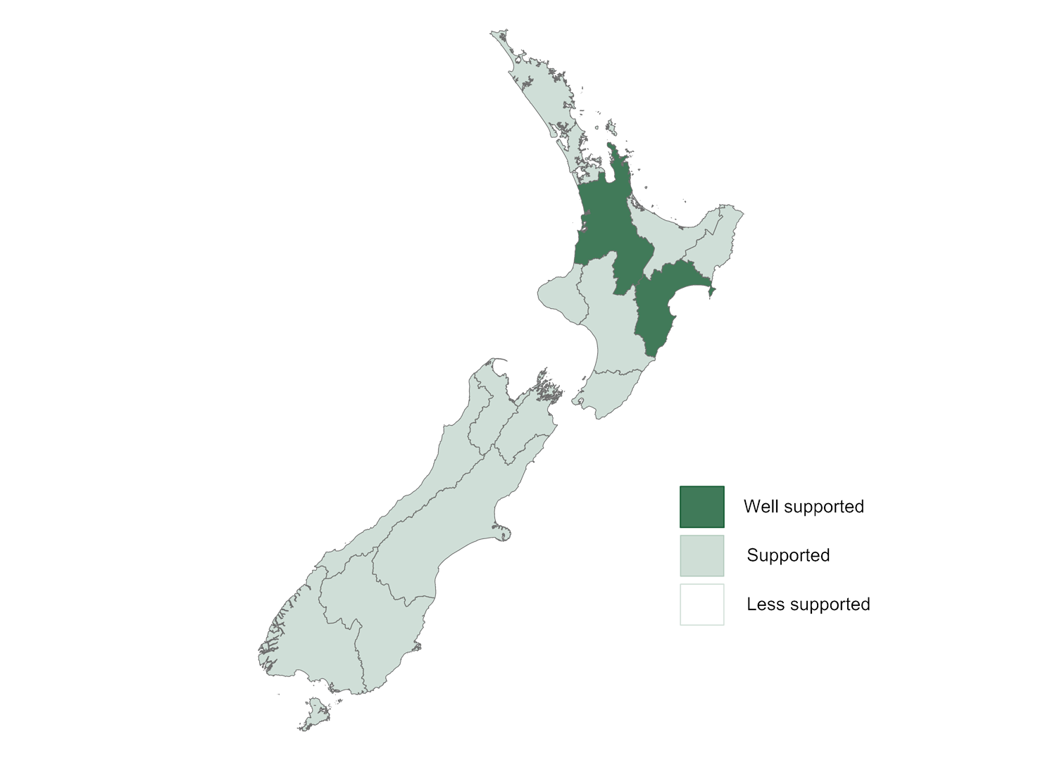New Zealand map showing that blueberries can be grown under cover in all regions.